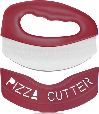 Urbanstrive Heavy Duty Stainless Steel Pizza Cutter with Cover Super Sharp Blade Pizza Knife Pizza Cutter Rocker Perfect Kitchen Gadgets for Pizza Cutting Home Essentials Red