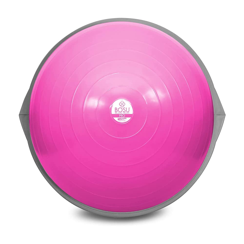 Bosu Pro Balance Board Strength Trainer Ball Equipment for Home Gym 26 Inch Pink